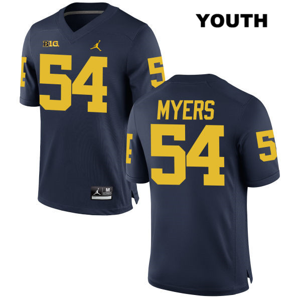 Youth NCAA Michigan Wolverines Carl Myers #54 Navy Jordan Brand Authentic Stitched Football College Jersey DM25O52CD